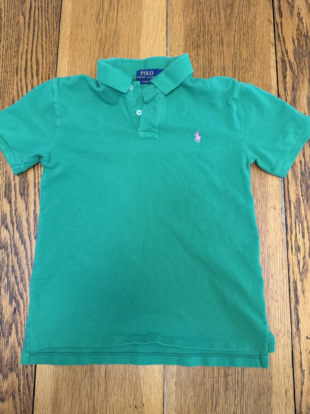 Polo Ralph Lauren Polo Shirt Boys Medium Green Classic Fit Pink Pony Youth Kids